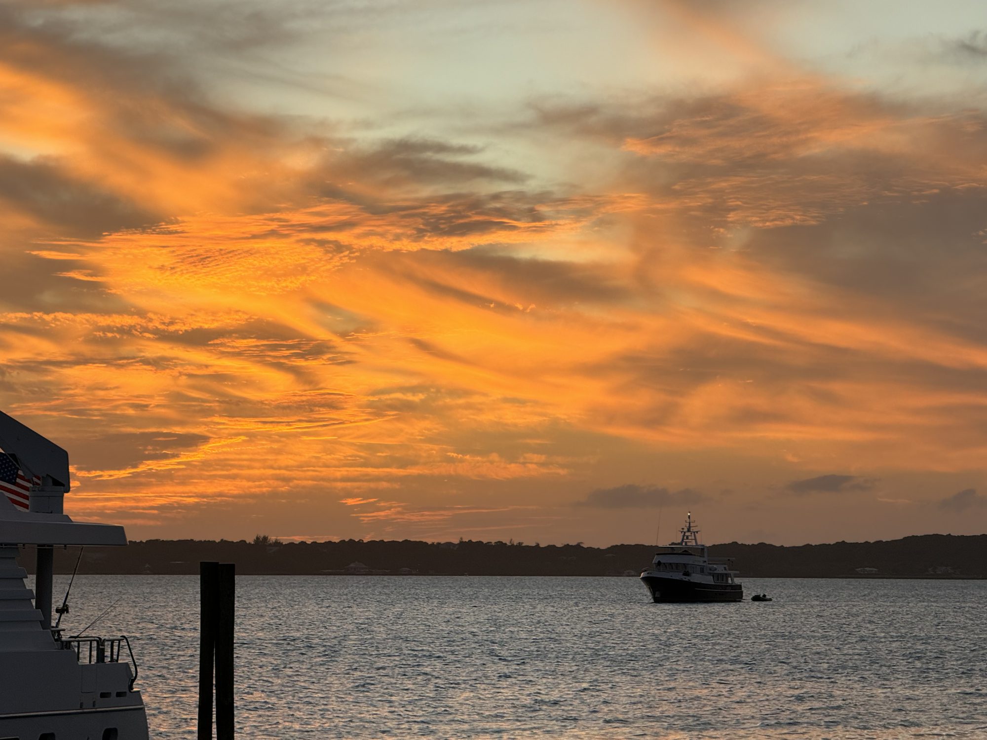 Sunset over a quiet anchorage